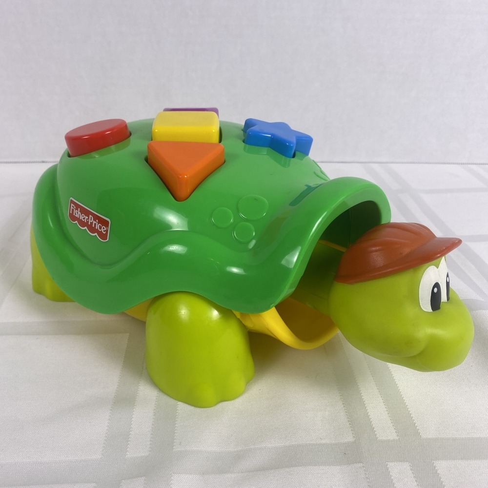 Vintage 2002 Fisher Price Tappy the Green Turtle Shape Press Baby Toy